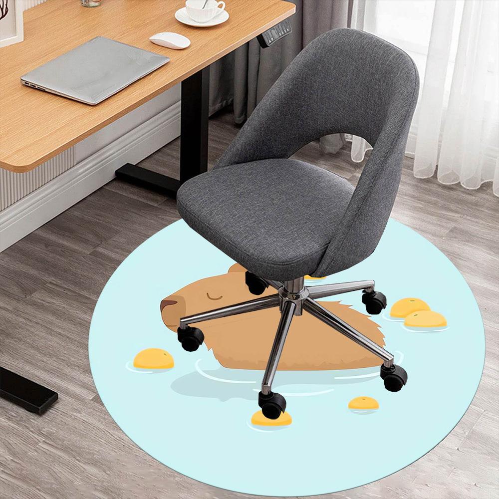 

1pc capybara, swimming Round Chair mat Area Rug - Non-Slip, Floor Mat for Office, Bedroom, home decor Christmas Gift p0811325 80cm