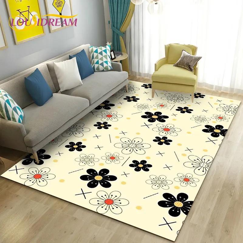 3D Mushroom Flower Plant Leaf Area Rug,Carpet Rug for Living Room Bedroom Sofa Doormat Decoration,Kitchen Non-slip Floor Mat