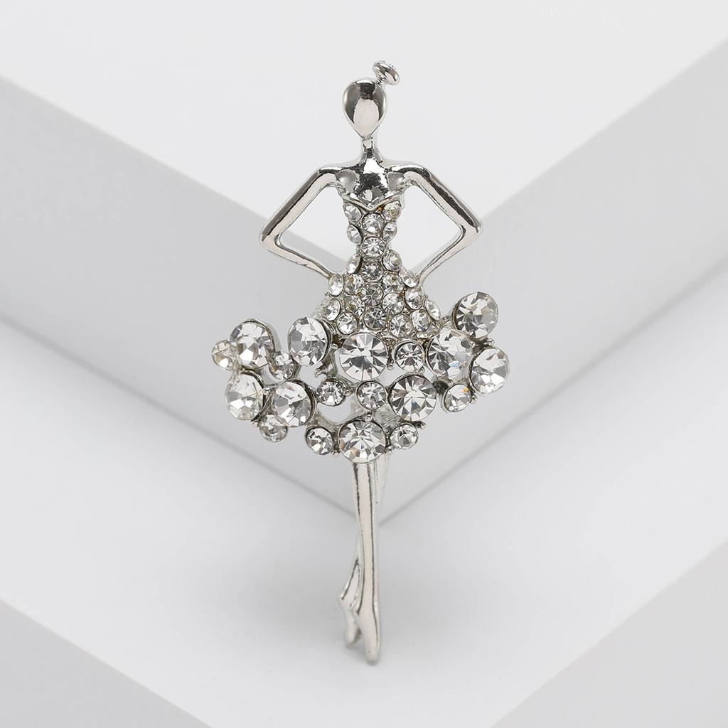 Diamond-Encrusted Ballet Girl Brooch, Temperament Clothing Accessories Pin Brooch