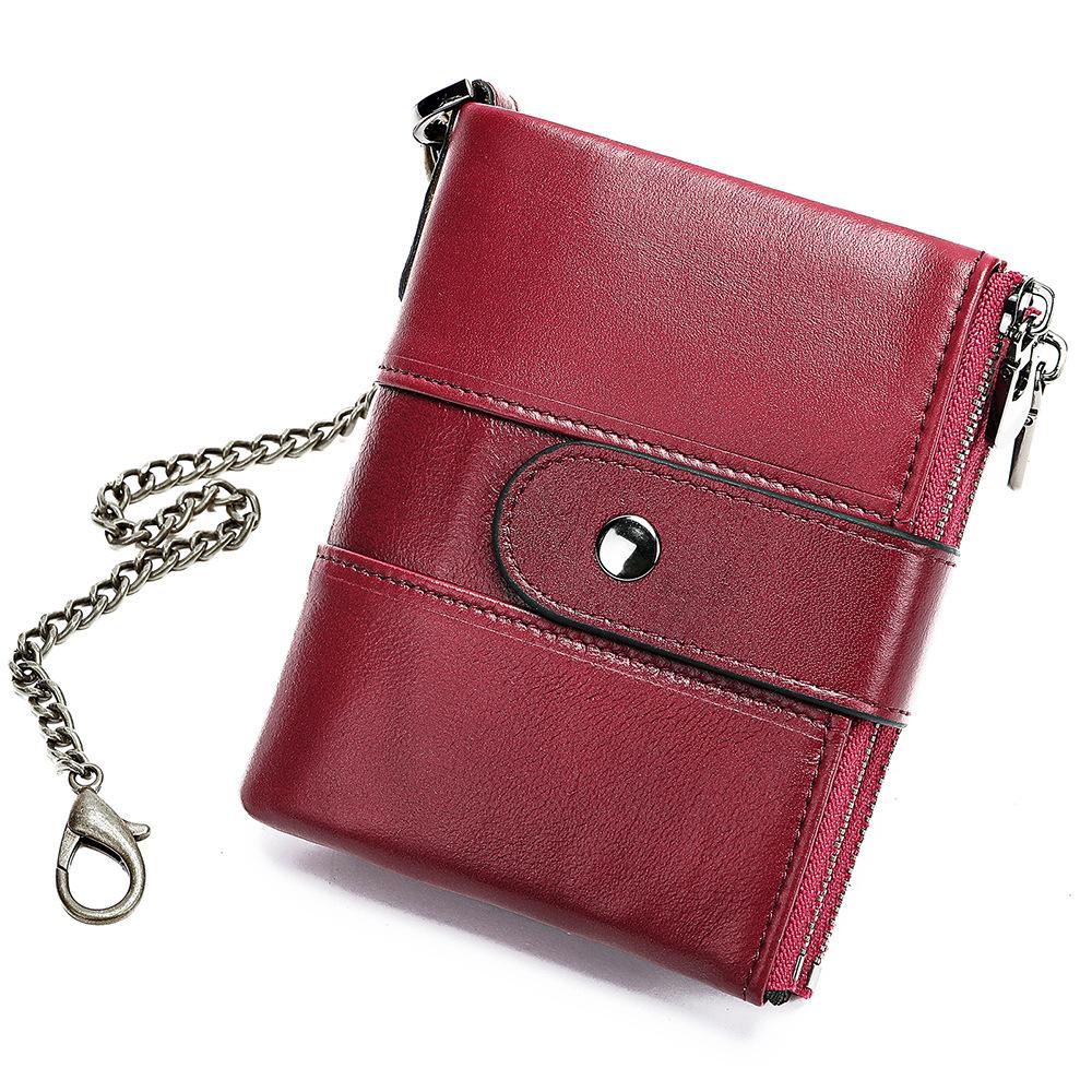 Retro Leather Men's Wallet Short Anti-theft and Anti-magnetic Cowhide Wallet Denim Credit Card Bag