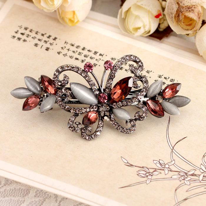 Retro Rhinestone Cat Eye Butterfly Hairpin, Korean Style, Hot Seller, Bangs Clip