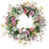 Coroană Artificială de Flori de Vară 17,7 Inch cu Diverse Tipuri de Flori pentru Decorarea Ușii sau a Peretelui