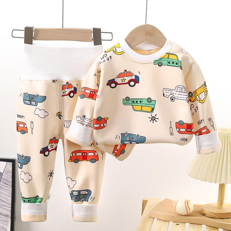Autumn Winter Kids Cute Cartoon Long Sleeve Pyjamas Thicken Warm Pajamas Baby Boys Girls  Toddler Sleepwear Clothing Sets