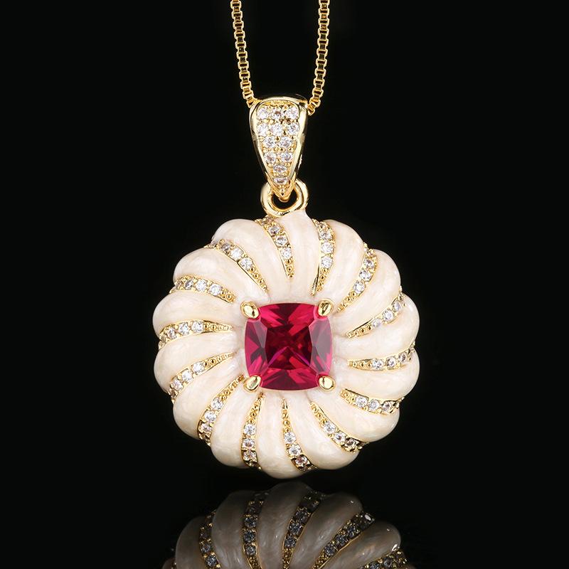 Jewelry Set Ornaments Stud Earrings Necklace Ring Luxury Vintage Court Enamel Square Women