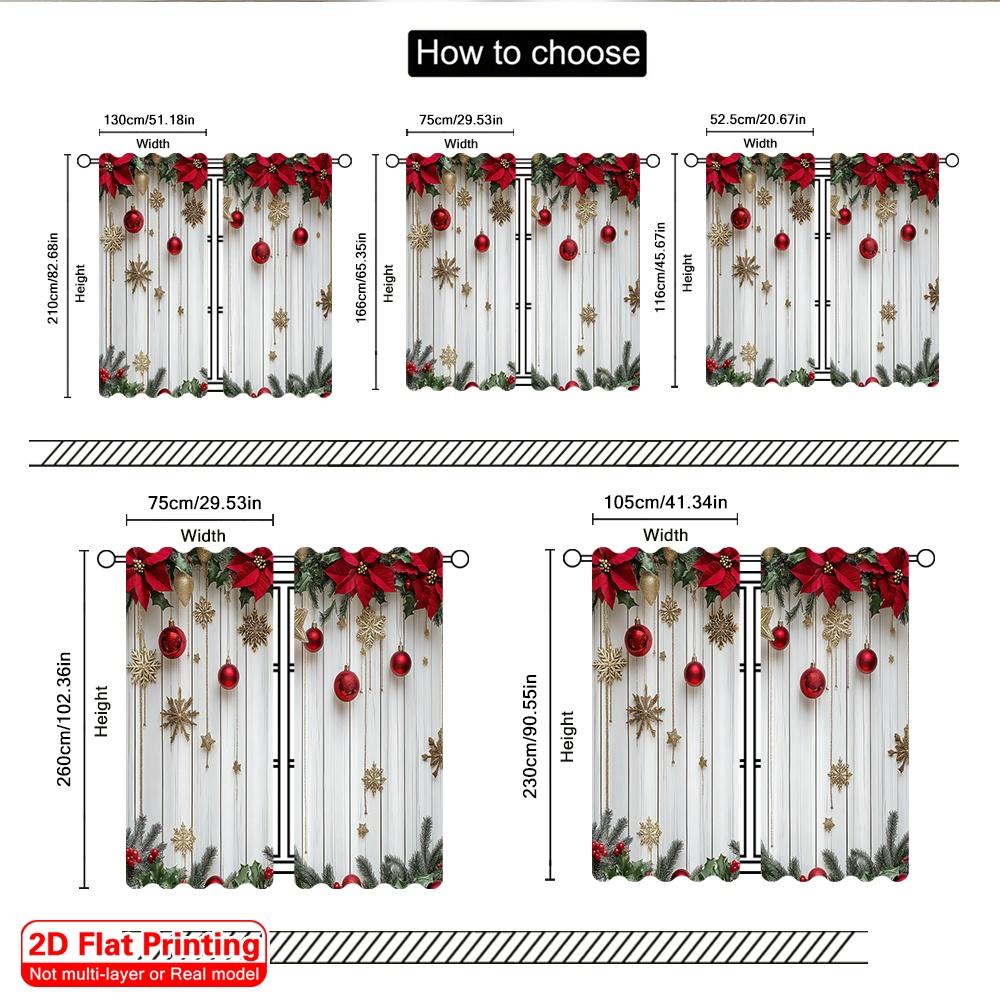 2D platt tryck 2 st Julscen Gardin Högtid Jul3 Mångsidig Hållbar Polyester Utan Elektricitet Fest