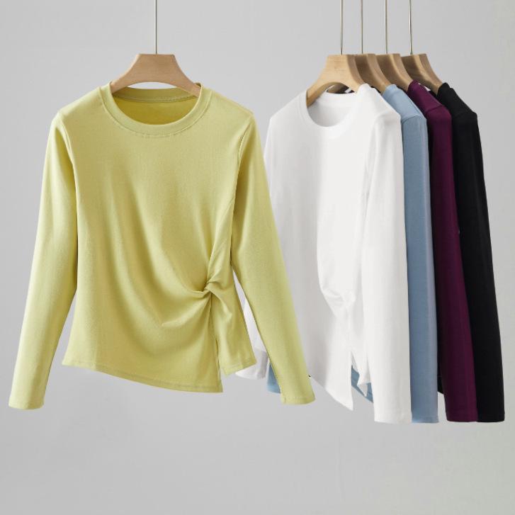 "2025 Autumn/Winter French Slim Fit Long Sleeve Women's Base Layer Tee”