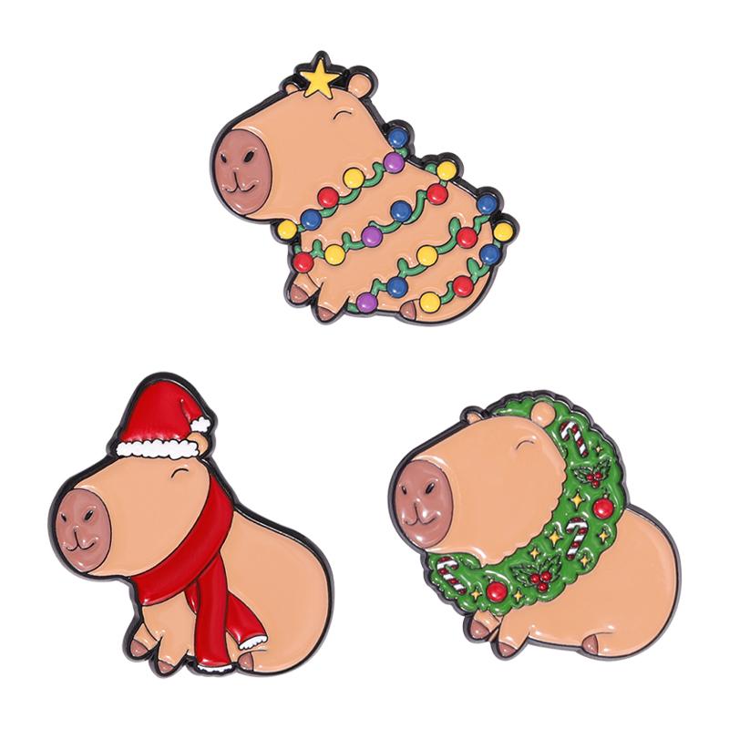2-9pcs/set Cute Capybara Enamel Pins Creative Cartoon Animal Brooch Lapel Badge Funny Jewelry Accessories Gifts For Kids Friends