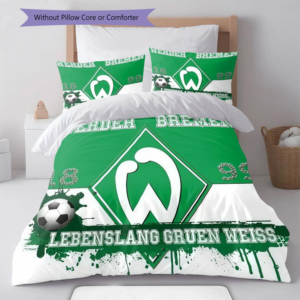 Set Copripiumino Trapuntato con Logo Werder Federa Decorazione per la Casa Regalo di Compleanno (1 * copripiumino + 2 * federa, senza nucleo)