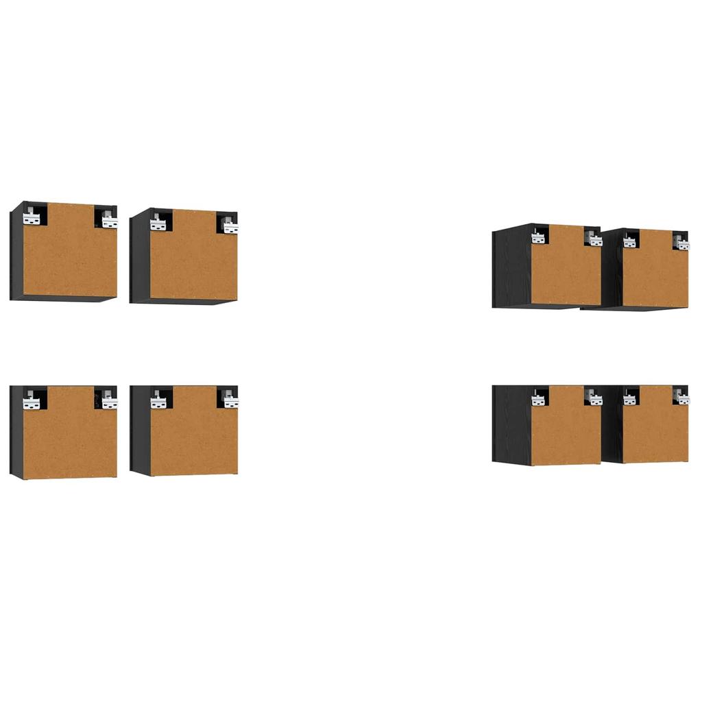 Wall Mounted TV Shelf 8 Pcs Black Oak 30.5 X 30 X 30 Cm