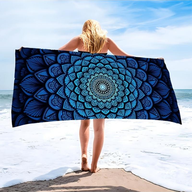 

1pc Oversized Beach Towel with Modern Mandala Pattern - Highly Absorbent Quick-Dry Sand-Resistant Microfiber, Camping, Bathroom W30*H60(CM)