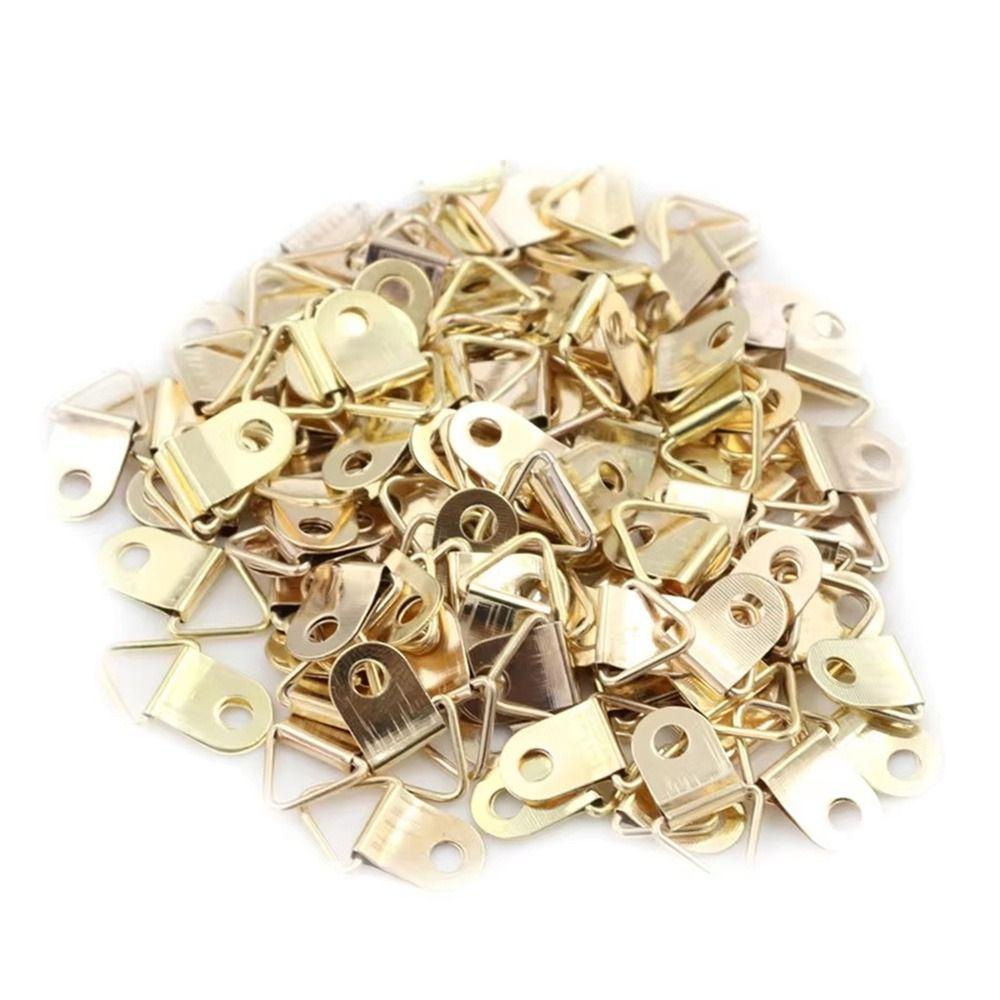 100Pcs with Screws Triangle Hanging Ring Iron Half Circle Ring Picture Hangers  Wall Mount