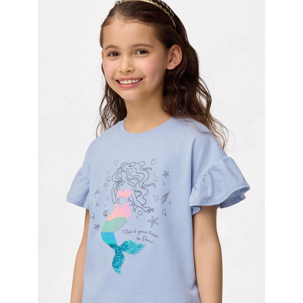 

Gu By Uniqlo Girls Sequin T Mermaid +e 62 BLUE/160cm
