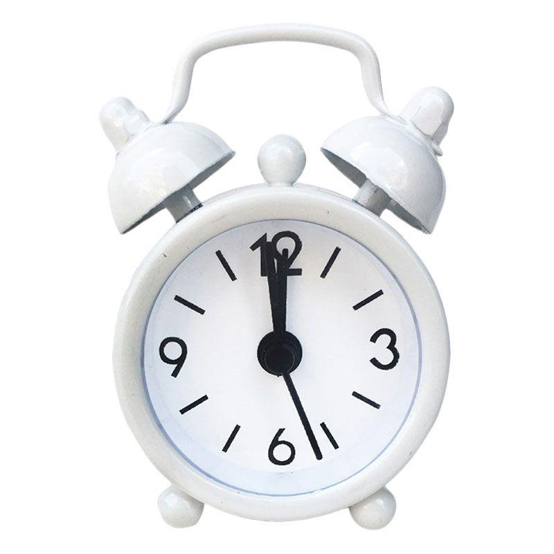 

Часы Будильник Мини Электронные Круглые Цифровые Кварцевые Настольные Настольные Двойной Звонок White