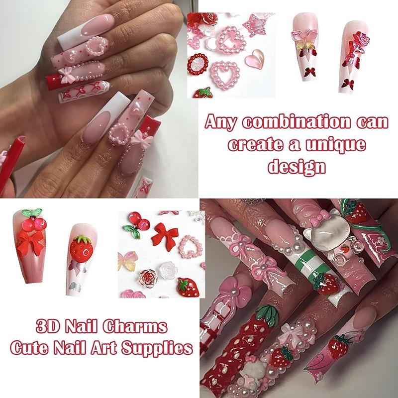 WTEMPO Mini 3D Resin Nail Art Decorations Mixed Flower/Bow/Heart/Rose/Moon/Star Designs Crafts Making Accessories DIY Decorations Supplies