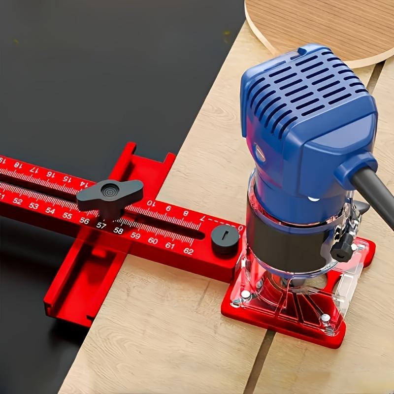 3-in-1 Trimming and Rounding Locating Ruler for Aluminum Alloy Woodworking and Rounding Machine, Round Hole Grooving Locator.