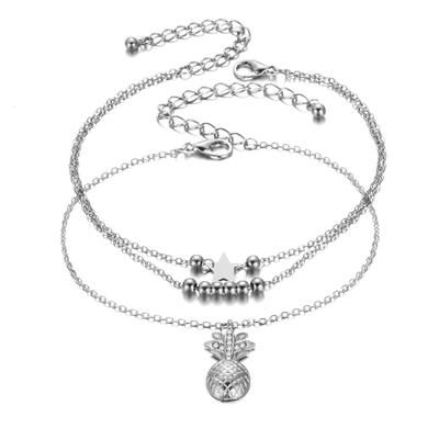 Fashion Ankle Chain Pineapple Pendant Anklet Beaded Summer Beach Foot Jewelry AVE