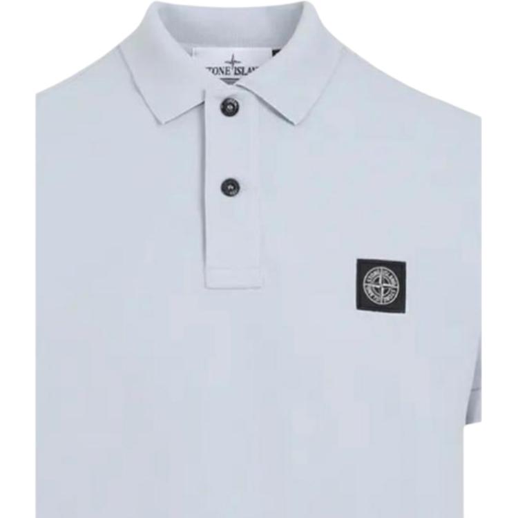 Stone Island Logo Short Sleeve Button Solid Polo Shirt Men polo shirts L1S152200008S0017-V0041