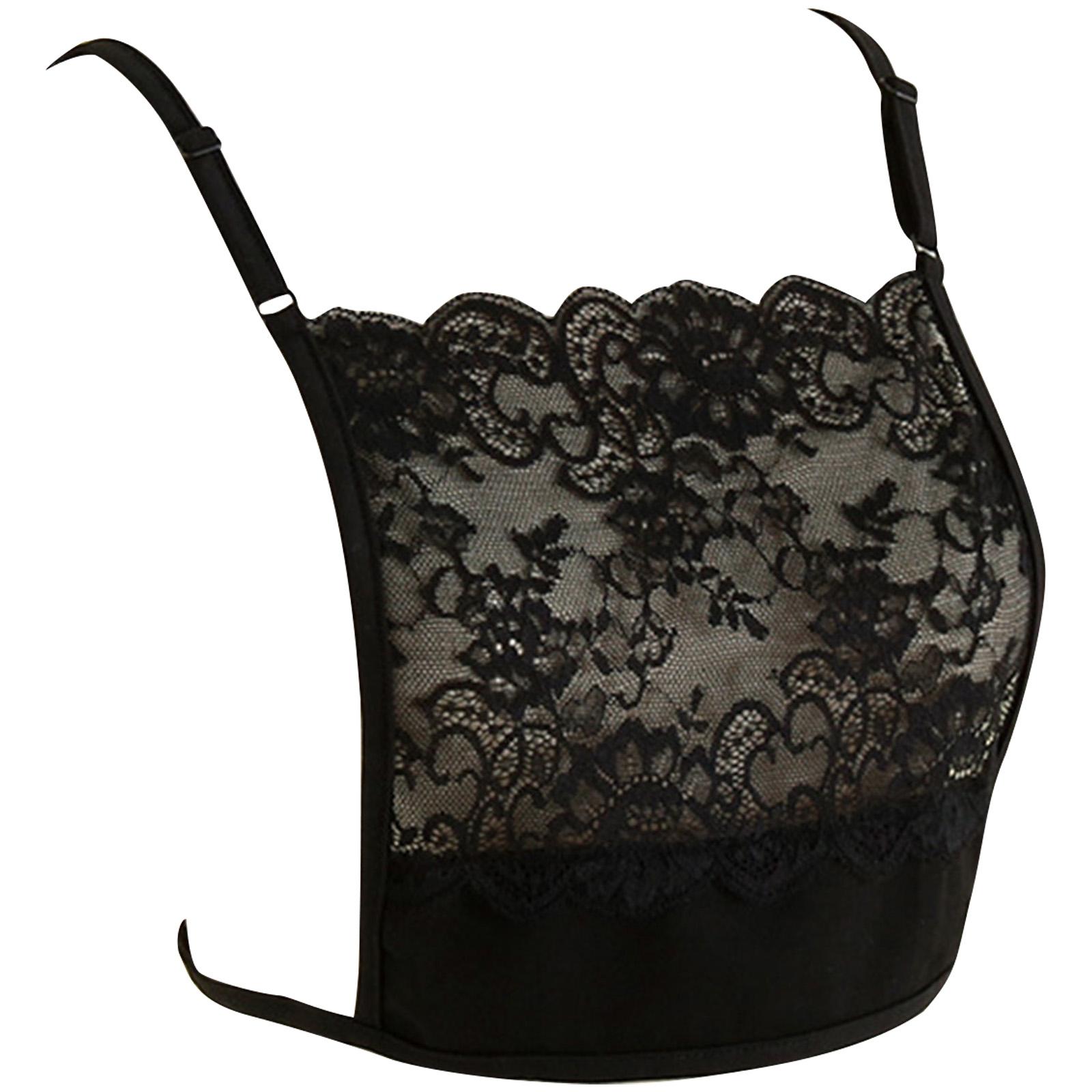 

Perfect Match Women Lace Camisole Bras Wrapped Chest Strapless Adjustable Chest Cleavage Cover Wrap Anti-Light Faux Collar Costume Accessories One Size