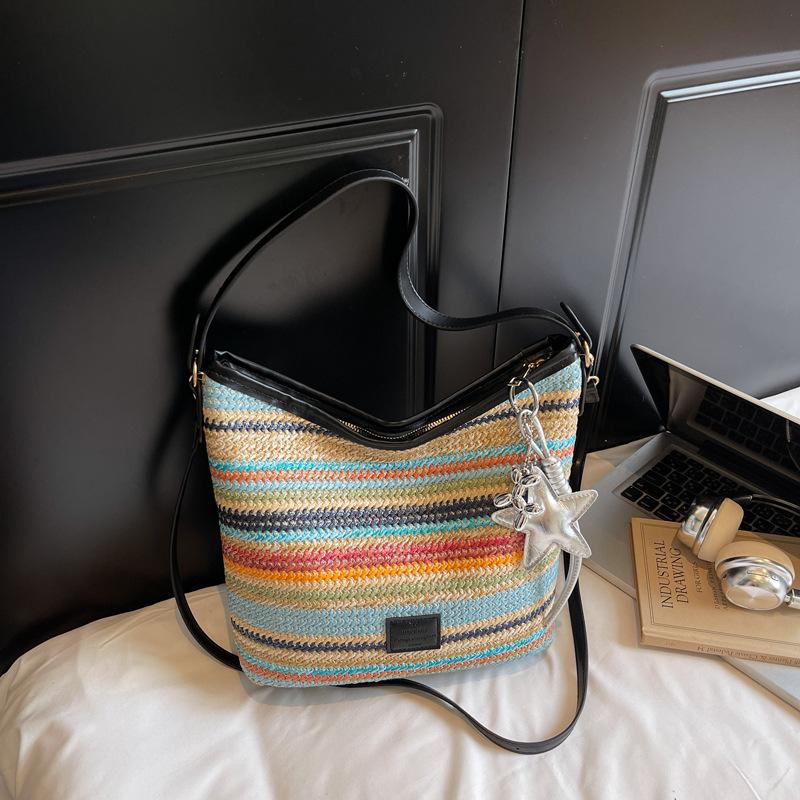 Popular Fashion Color-matching Casual Bucket Bag Elegant Shoulder Bag