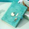 CAGIE Notebook with Diary Diary with Cute For Elementary School Diary Book with PU Secret For School Green Lock, Book, Lock, B6, Notebook, Stylish,