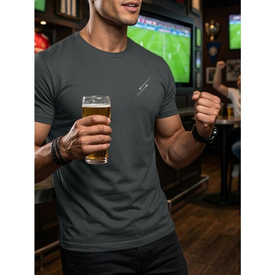 100% Cotton Men's T-shirt Summer Short Sleeved Thin Top Trendy Fashionable Slim Daily Casual Simple Line Arrow Pattern Design
