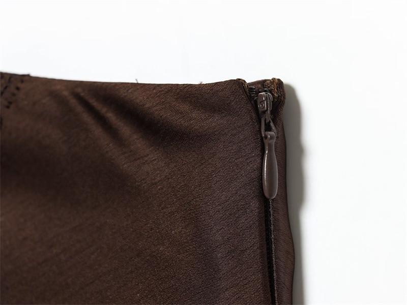 Europäischer & Amerikanischer Spitzen-Patchwork-Seidensatin-Midirock - Kollektion Winter 2025