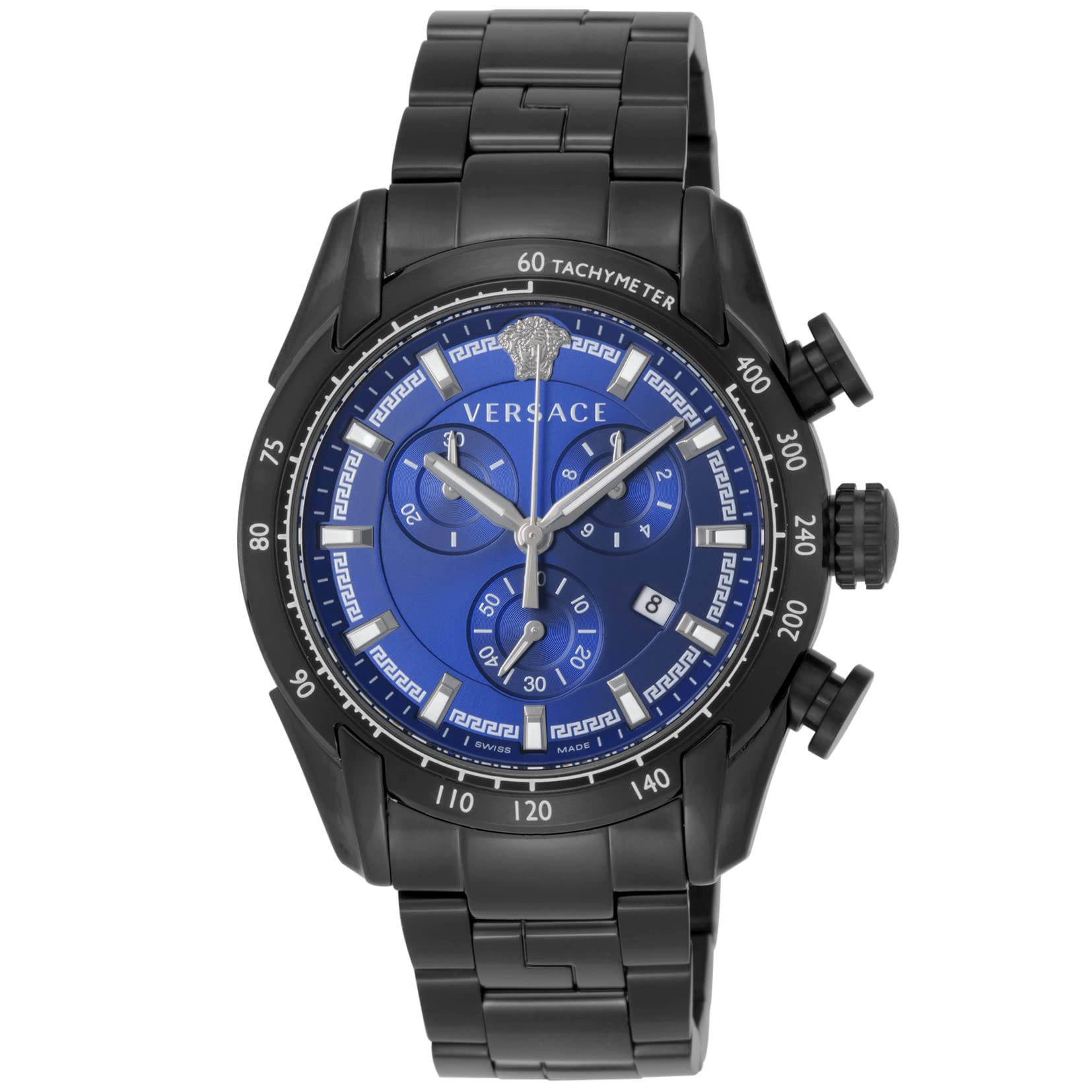 

[Versace] Watch V-RAY Navy Dial Stainless Steel Sapphire Glass Quartz 44MM Swiss Watch VE2I00521 Men s Black [Item]