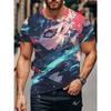Camiseta de Moda para Hombre con Estampado 3D Cuello Redondo Manga Corta Estilo Urbano de Moda