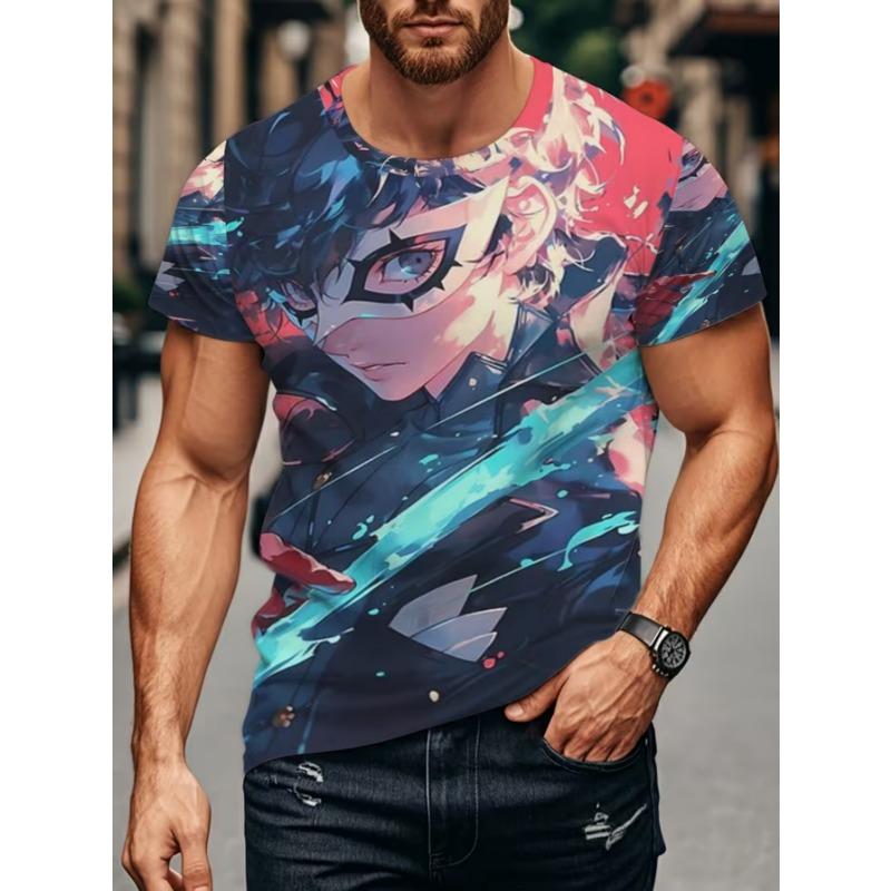 Camiseta de Moda para Hombre con Estampado 3D Cuello Redondo Manga Corta Estilo Urbano de Moda