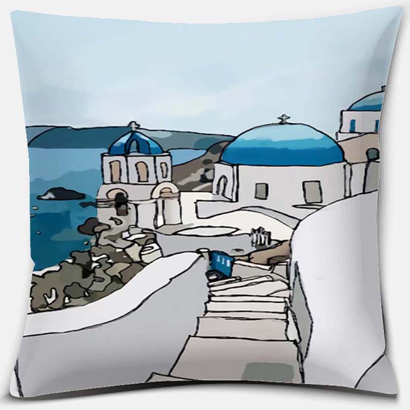 45*45cm Řecká série Santorini vzor polštář čtvercový povlak na polštář potah na polštář domov pohovka