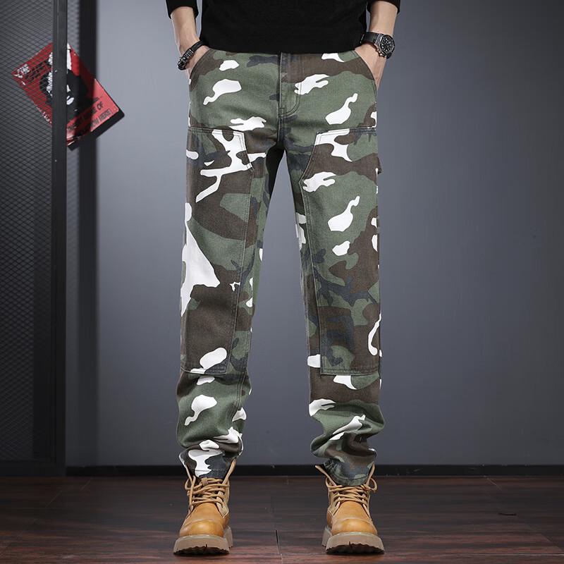 

Jieleinuo Men s Camouflage Straight Leg Workwear Jeans 28