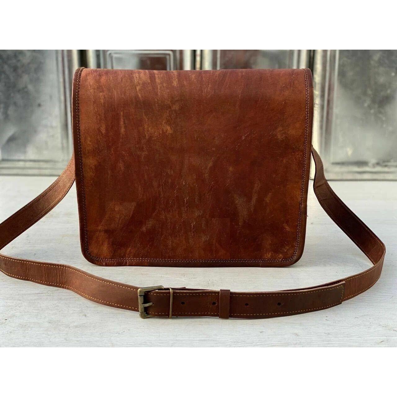 

Vintage Leather Messenger Shoulder Laptop Bag Briefcase Men 16 x 12 x 5 in