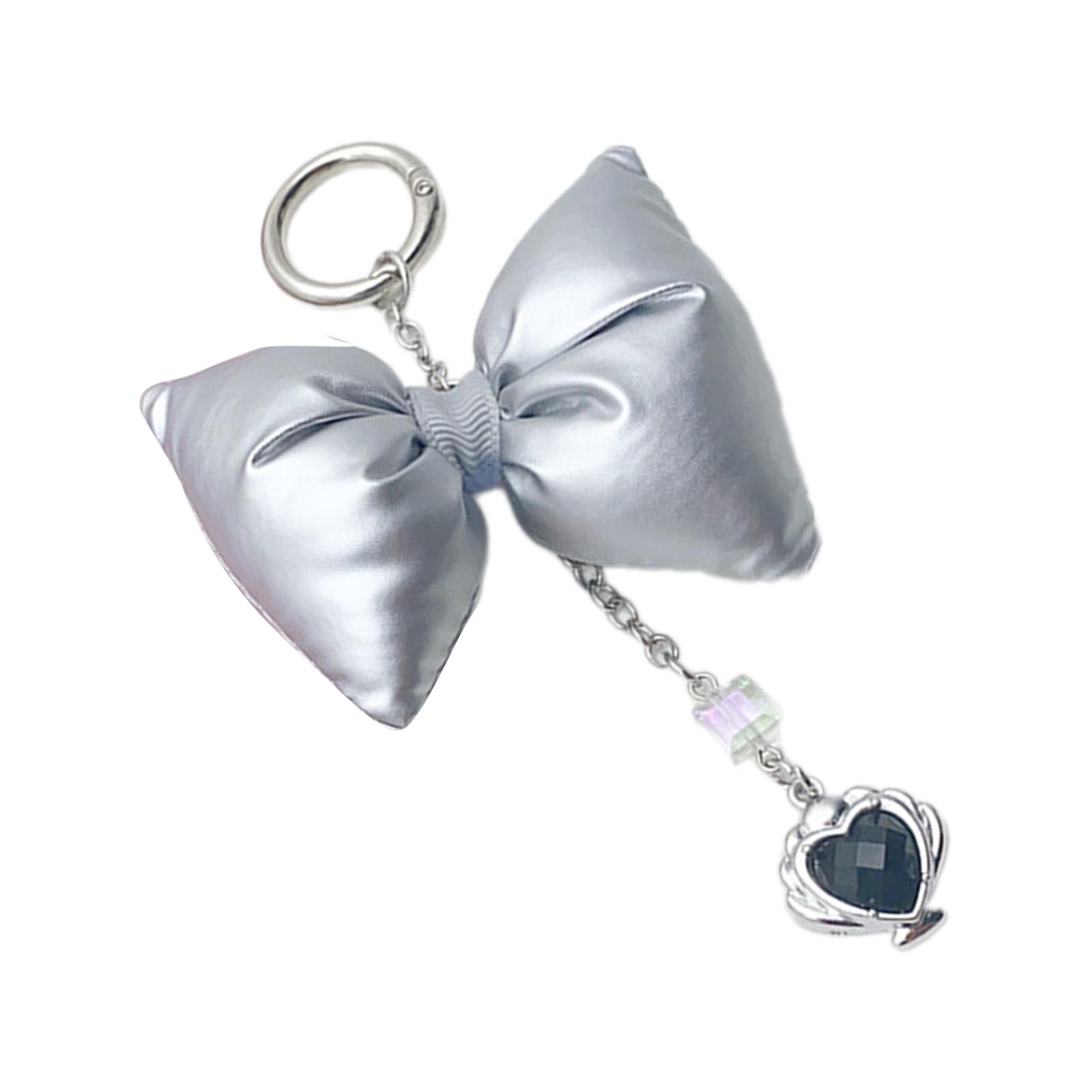 Элегантный плюшевый бант брелок-шарм с кулоном в виде сердца из бисера брелок для сумки — фото 3
