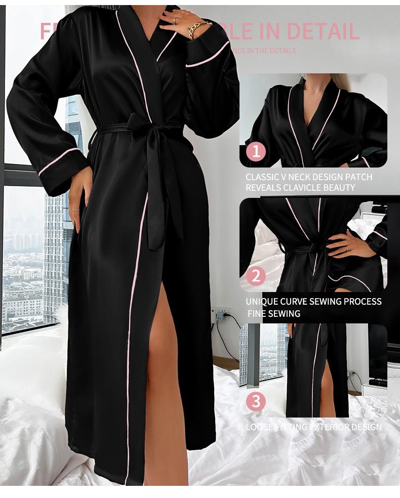 Long Sleeve Sexy Spring/Summer Women's Bathrobe: Elegant, High-End Pajamas and Loungewear