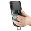 SUTENI H13 For Samsung Galaxy S22 5G Card Holder Leather Coated Case with Hand Strap Phone Cover