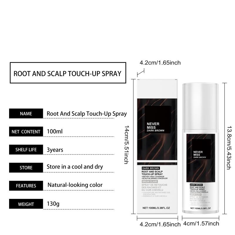 Disposable Hair Color Supplement in Dark Brown Spray Fast Acting Washable for Temporary Gray Root Coverage