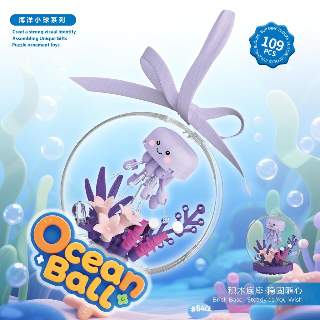 Neue Produkte Ozeanball Bausteine Montage Spielzeug Mikroblöcke Tiermodelle Lernspielzeug Desktop, Hängeornament