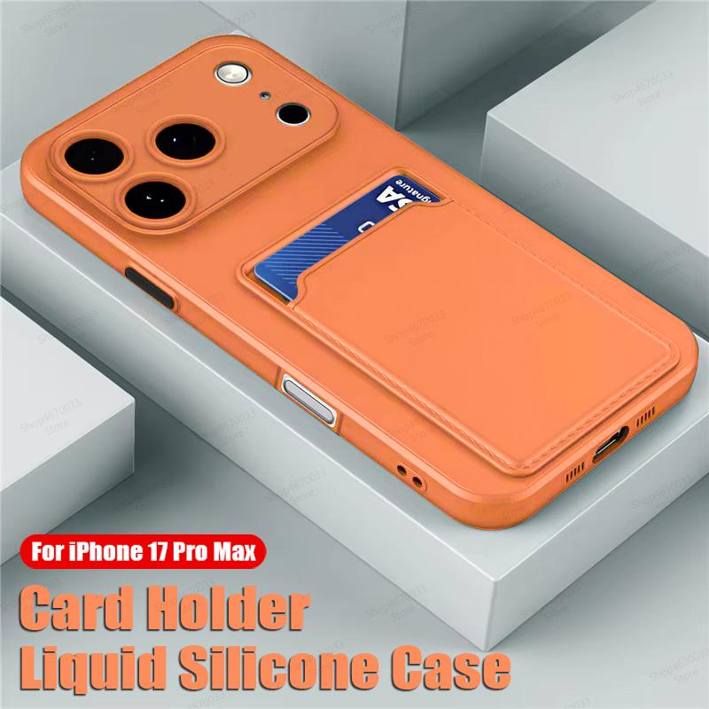 Liquid Silicone Phone Case For For Iphone 17 16 13 15 14 11 12 Pro Max Air 16e Card Holder Wallet Bag Cover For For Iphone 14 15 16 Plus