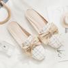 Fashion Aphixta 2025 New Summer Pearl Women Slides Ladies Shoes Flat Heel Cool Fashion Bow Fabrics Footwear Slippers Plus Big Size 43