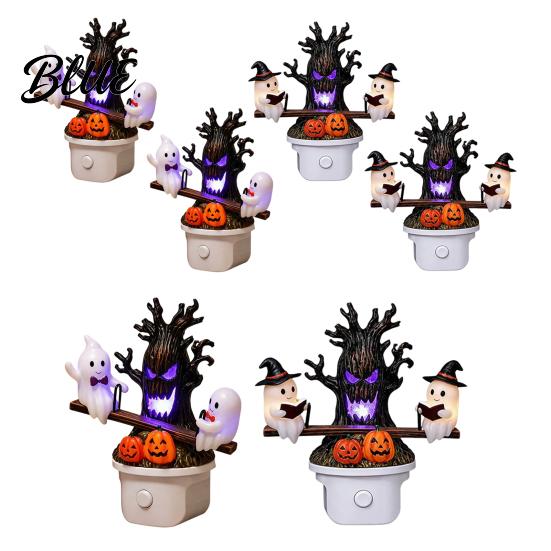 Halloween Night Light Light Plug-in Resin Seesaw Ghost And Dead Tree Child-friendly Lamp Waterproof Spooky Decor for Bedroom Party Ornament Scary