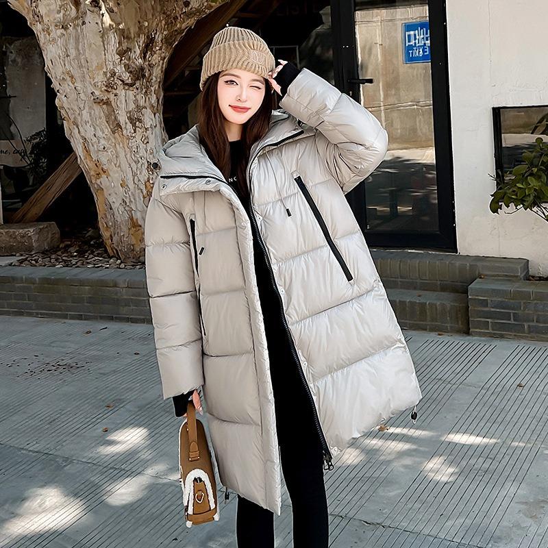 

Новая свободная толстовка средней длины с капюшоном, глянцевая несмываемая одежда с хлопковой подкладкой, женская утолщенная хлопковая куртка, модная куртка XXL абрикосовый