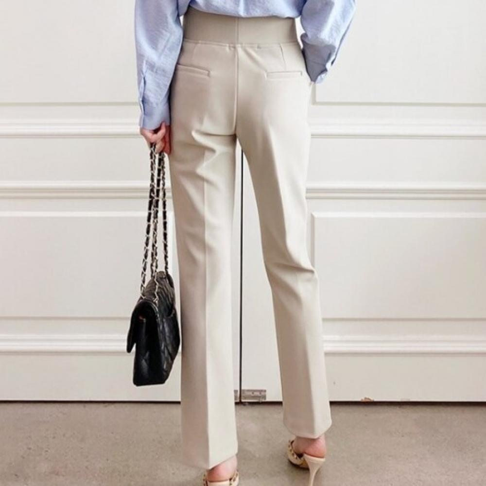 Open Run High Waist Slacks Stretchy Banding Pants Semi Bootcut