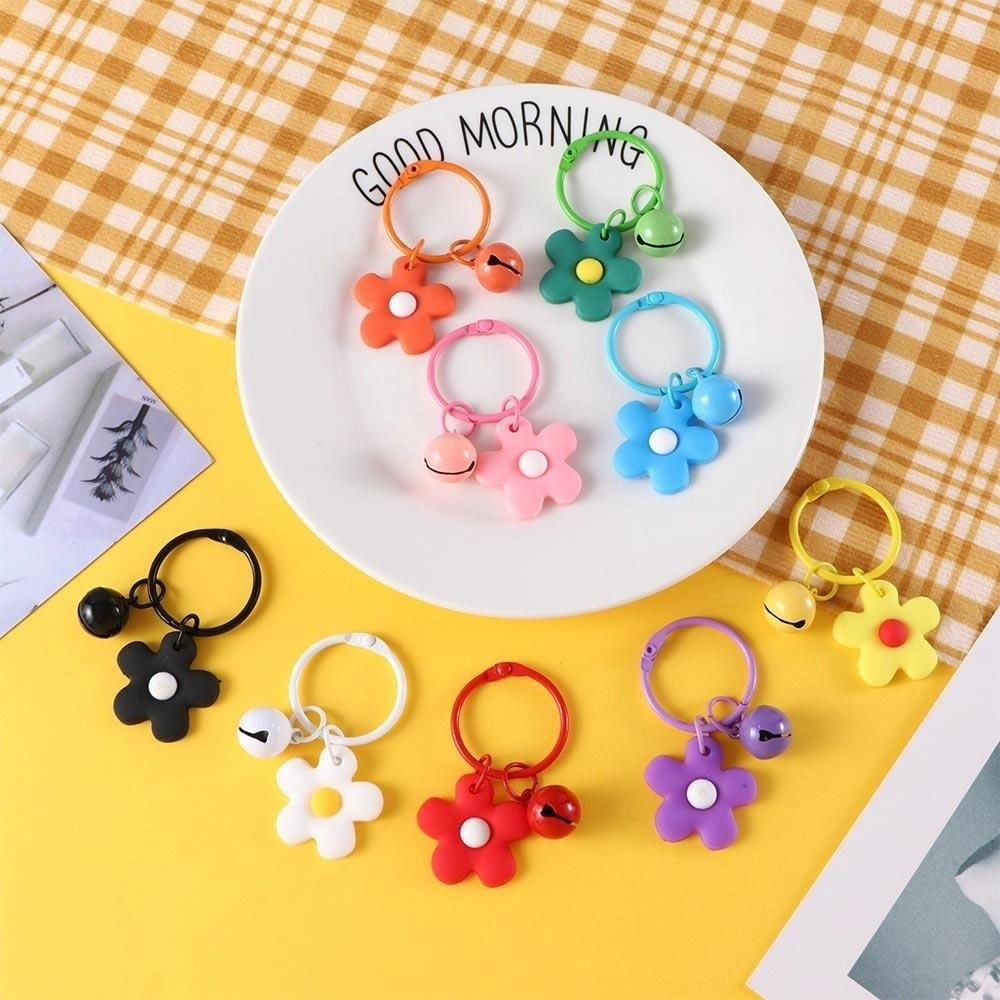 Girls Wild Korean Bell Candy Color Flower Keychain Bag Pendant Fashion Jewelry Key Ring