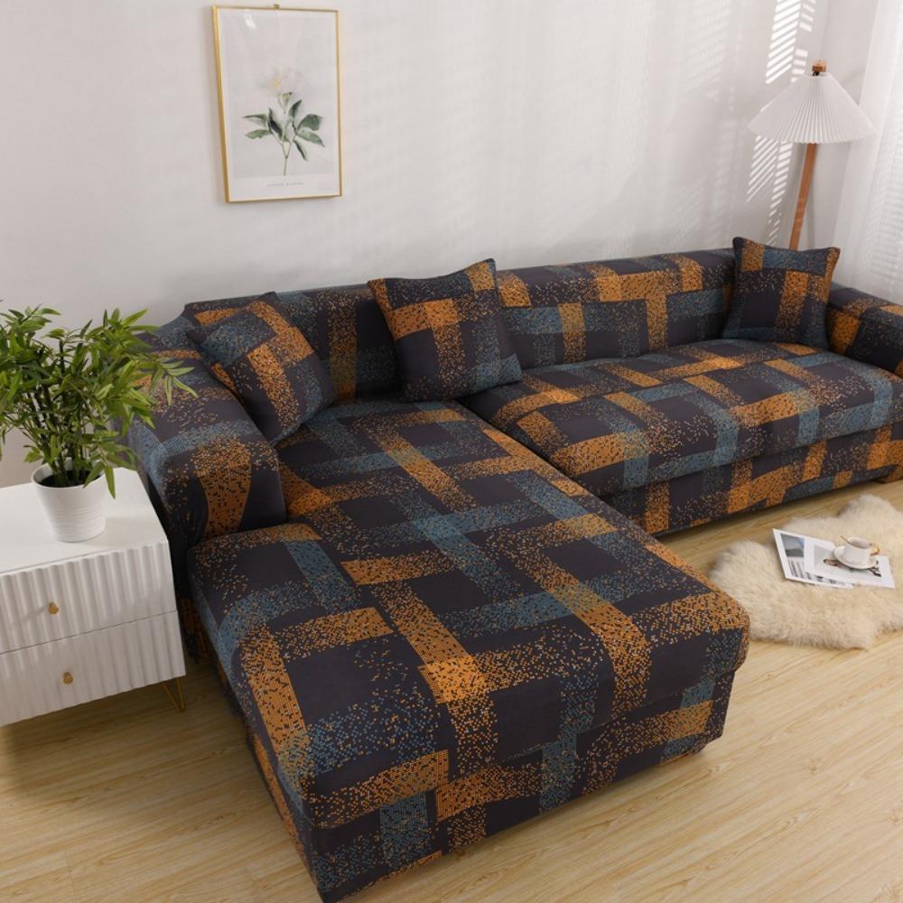 Stretchable L-Shaped Sofa Cover with Ins Print Full Coverage Universal for All Seasons