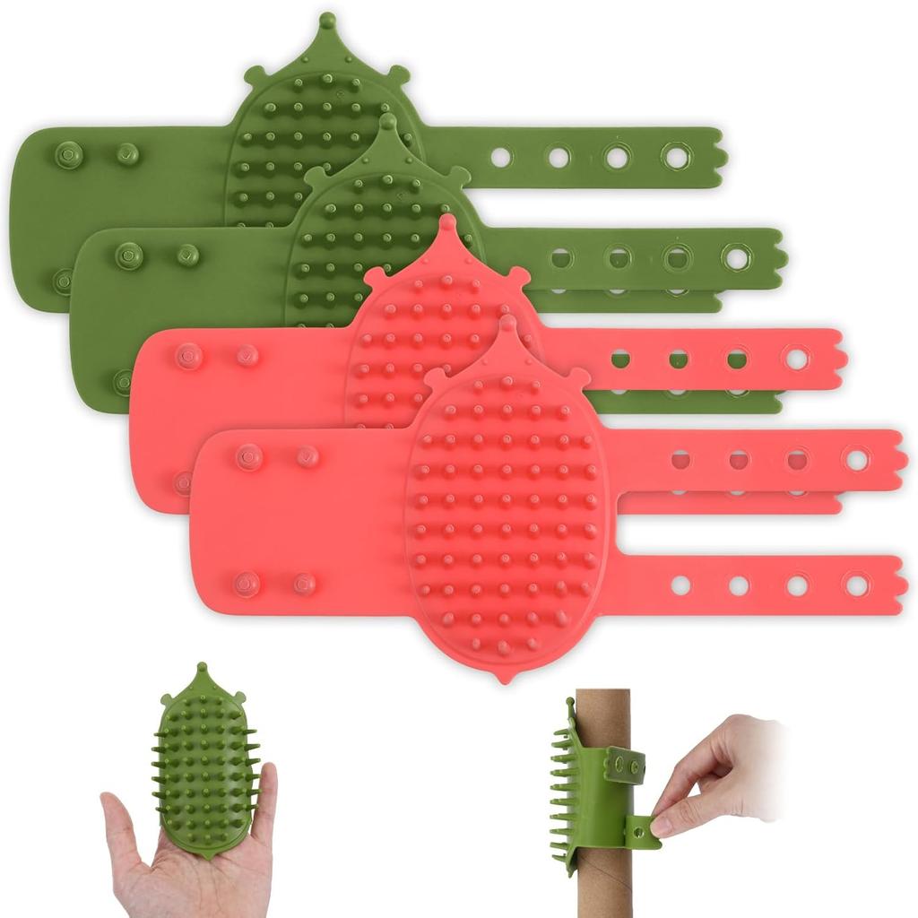 4pcs Cat Face Scratcher, Adjustable Silicone Cat Self Groomer Corner Scratcher, Soft Cats Corner Brush, for Climbing Frames and Table Legs, Reduces