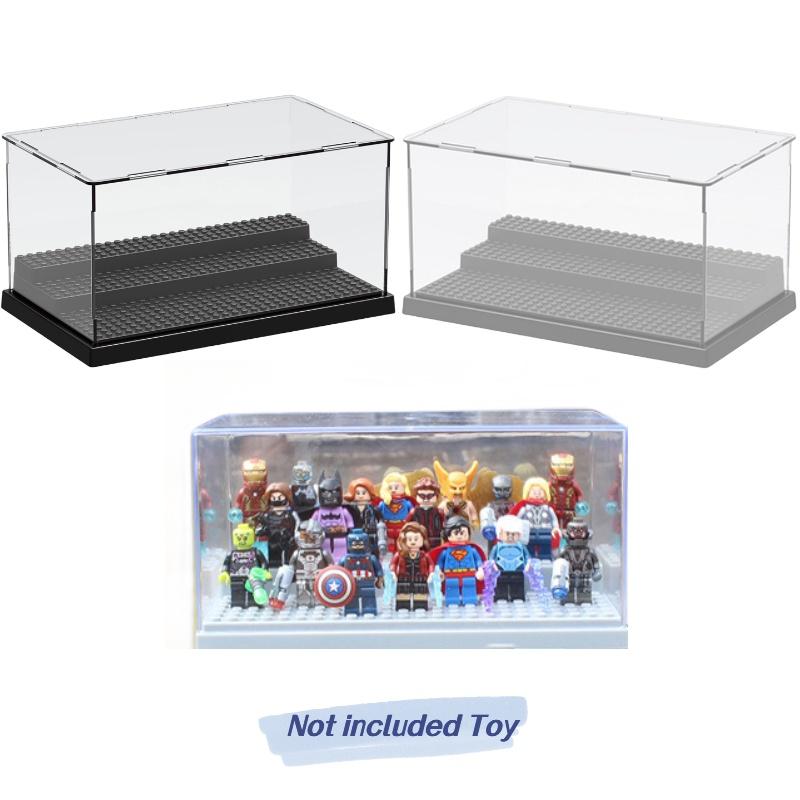 Mehrfarbige Basis mit transparentem Panel DIY Baustein Display und Aufbewahrungsbox