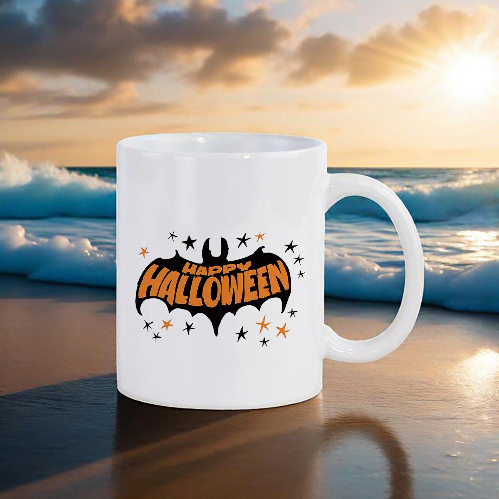 

Кружка на тему Хэллоуина с рисунком привидения и ведьмы, кофейная кружка, чашки для сока и колы с летучей мышью, 330 мл, креативный подарок для одноклассника, пивная кружка, кружки для чая 330ml
