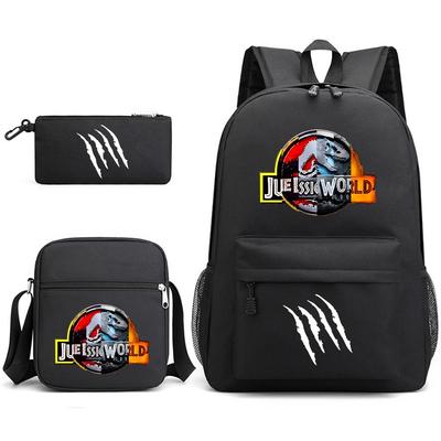 Mochila Escolar Tres Piezas Jurassic World Mochila Casual Mochila para Estudiantes Hombres y Mujeres Impresa Gran Capacidad Mochila para Exteriores