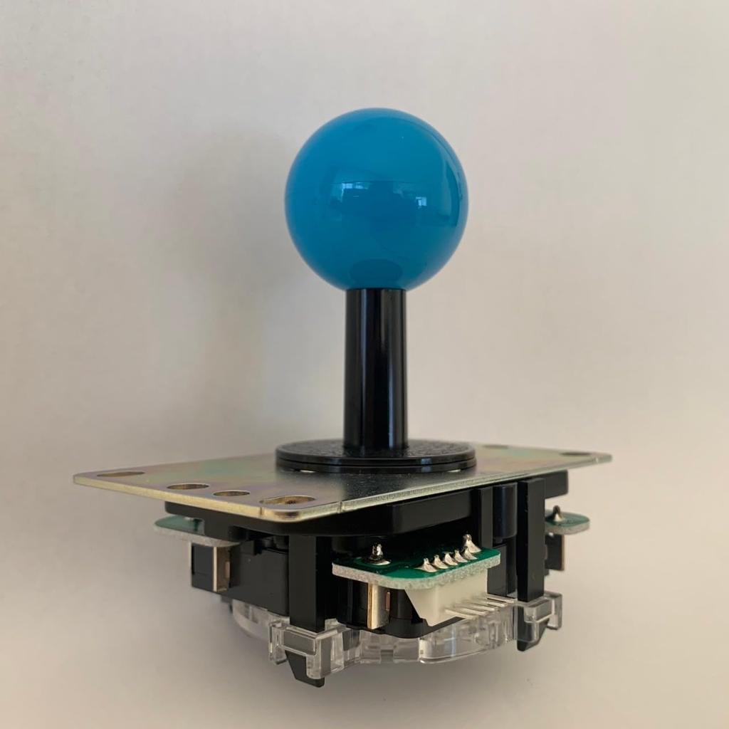 Páka joysticku Sanwa Denshi, modrá plochá litinová deska s krytem hřídele, JLX-TP-8YT-SK-B
