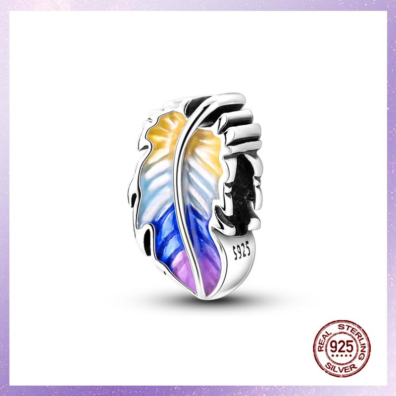 Purple Charms Copper Fit Original Pendant Bracelet Butterfly Glass Heart Feather Clip Charm Dangle Luminous Bead Diy Jewelry